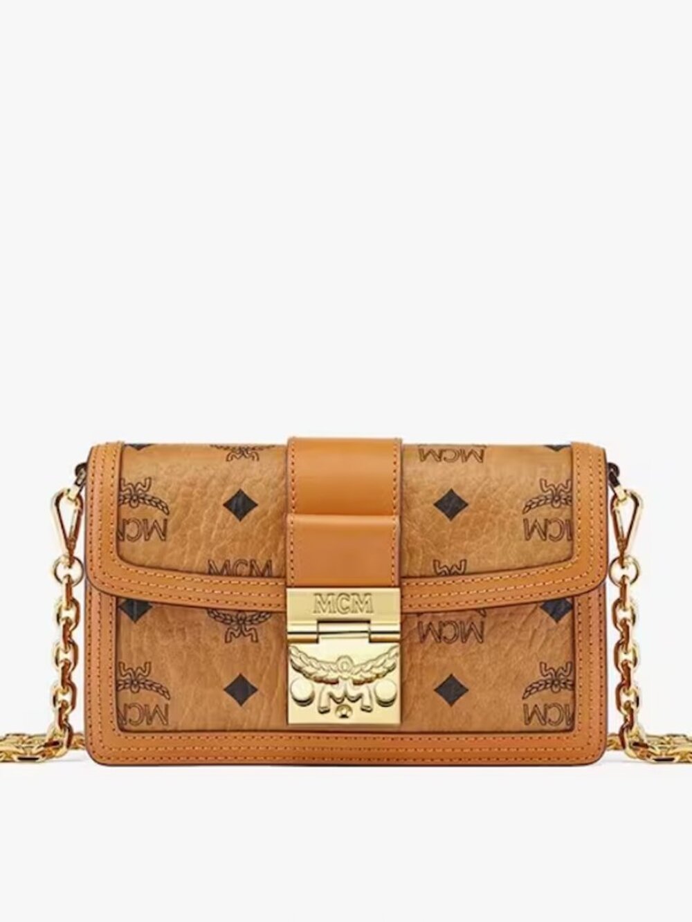 MCM Tracy Tan Visetos Leather Crossbody